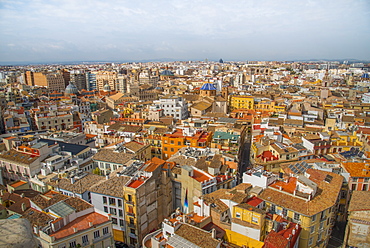 The view over Valencia from Valencia Cathedral, Valencia, Spain, Europe