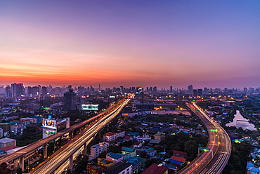 Sunset from city viewpoint, Bangkok, Thailand, Southeast Asia, Asia