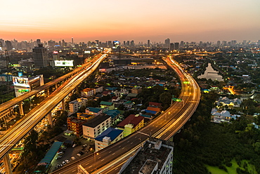 Sunset from city viewpoint, Bangkok, Thailand, Southeast Asia, Asia