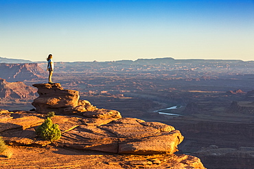 Girl admiring the landscape, Dead Horse Point State Park, Moab, Utah, United States of America, North America