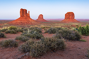 Monument Valley at dusk, Navajo Tribal Park, Arizona, United States of America, North America