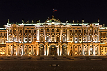 Winter Palace at night in St. Petersburg, Russia, Europe