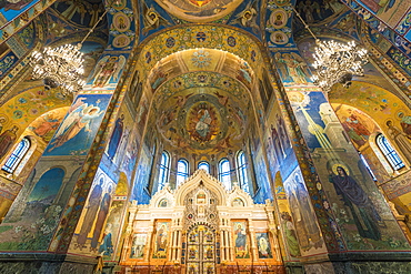 Interior of Church of the Savior on Spilled Blood in St. Petersburg, Russia, Europe