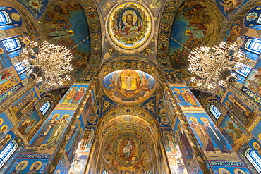 Interior of Church of the Savior on Spilled Blood in St. Petersburg, Russia, Europe