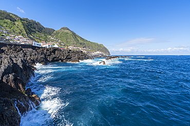 View of Porto Moniz and its cliffs, Madeira, Portugal, Atlantic, Europe