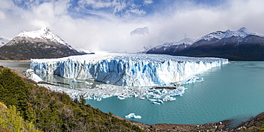 Southern terminus of Perito Moreno glacier, Lago Argentino and mountains, Los Glaciares National Park, UNESCO World Heritage Site, Santa Cruz, Argentina, South America