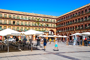 The large 17th century Plaza de la Corredera square in Cordoba,  Andalusia, Spain, Europe