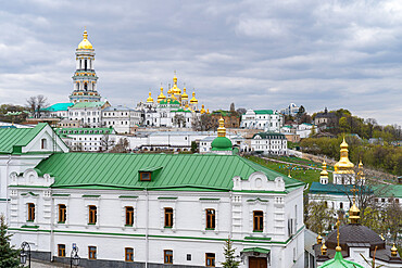 View over the hills and gold topped churches, Kyiv (Kiev), Ukraine, Europe