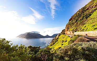 Motorbike on Chapman's Peak Drive, Hout Bay, Cape Peninsula, Western Cape, South Africa, Africa