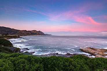 Sunset overlooking Walker Bay in Hermanus, Western Cape, South Africa, Africa