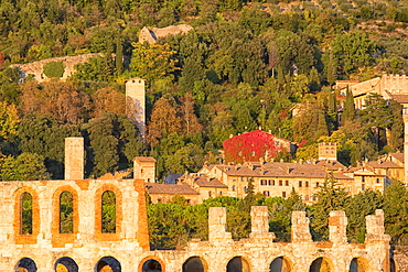 Sunset in autumn, Gubbio, Umbria, Italy, Europe