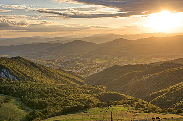 Apennines at sunset, Monte Cucco Park, Apennines, Umbria, Italy, Europe