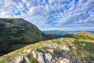 Monte Cucco at sunset, Monte Cucco Park, Apennines, Umbria, Italy, Europe