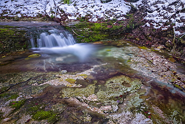 Rio Freddo river in Monte Cucco in winter, Apennines, Umbria, Italy, Europe