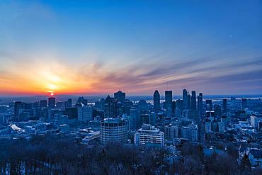 Sunrise over the city, Montreal, Quebec, Canada, North America