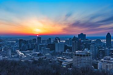 Sunrise over the city, Montreal, Quebec, Canada, North America