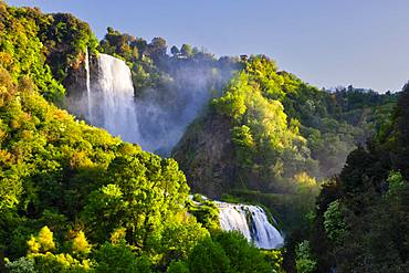 Marmore Waterfalls in spring, Marmore Waterfalls Park, Terni, Umbria, Italy, Europe