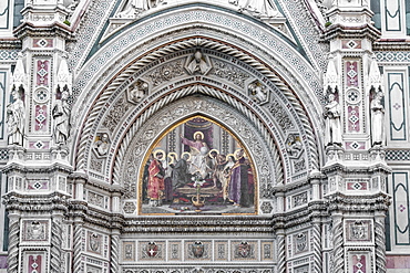 Detail of Santa Maria del Fiore cathedral at sunrise, UNESCO World Heritage Site, Florence, Tuscany, Italy, Europe