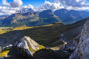 San Pellegrino Pass, Paradiso mountain hut, Dolomites, Veneto, Italy, Europe