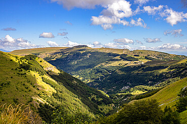 Ambro Valley from Pizzo Acuto, Sibillini Mountain range, Marche, Italy, Europe