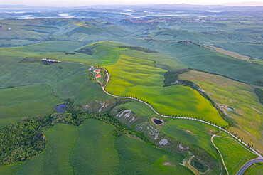 Orcia Valley at sunrise in spring, Orcia Valley, Tuscany, Italy, Europe