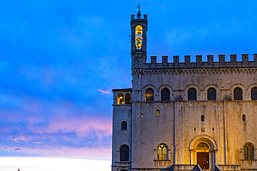 Italy, Umbria, Gubbio, Consoli's Palace at sunset