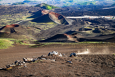 Landscape of Etna volcano, Sicily, Italy. Deserted martian-like surface. Beautiful Travel photography
