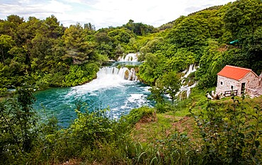 Waterfalls in Krka National Park in southern Croatia, Europe