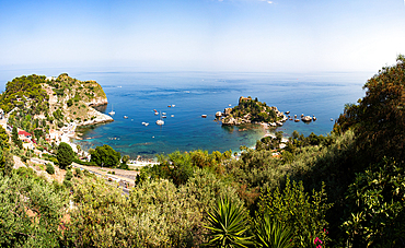 beach and island Isola Bella at Taormina, Sicily