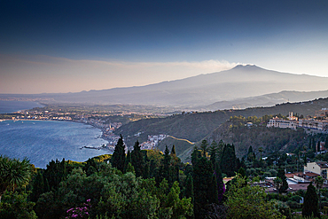 view on Etna from ancient teather in Taormina