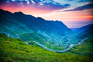 The Transfagarasean (DN7C), a paved mountain road crossing Fagaras Mountains in central Romania, Cartisoara, Sibiu County, Romania, Europe