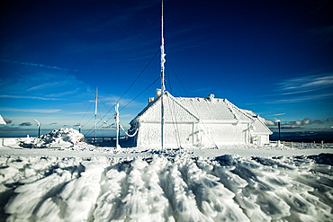 huge white icicles frozen winter world