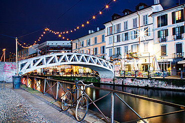 Naviglio Grande in Navigli neighbourhood, Milan, Lombardy, Italy, Europe