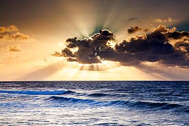 Plage de Malendure at sunset, Basse-Terre, Guadeloupe, French Antilles, West Indies, Caribbean, Central America