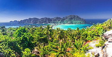 Panorama of Ko Phi Phi Don, beautiful tropical island in Thailand, Southeast Asia, Asia