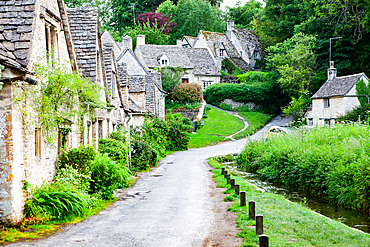 Traditional Cotswold cottages, Bibury, Gloucestershire, England, United Kingdom, Europe