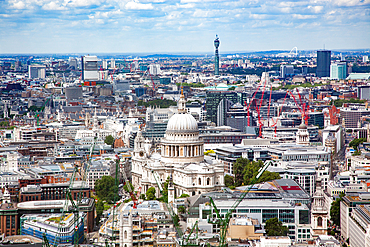 Aerial view of London with St. Paul's Cathedral, London, England, United Kingdom, Europe