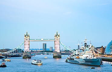 Tower Bridge at night, London, England, United Kingdom, Europe