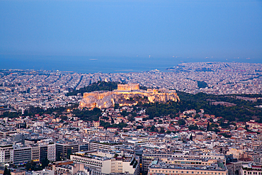 View over city to the Acropolis, Athens, Greece, Europe