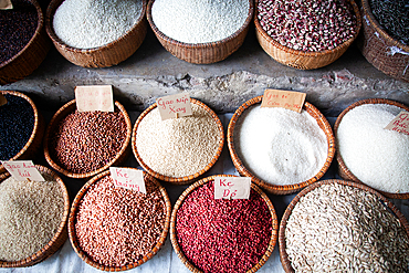 Tropical spices and beans sold at a local market in Hanoi, Vietnam, Indochina, Southeast Asia, Asia