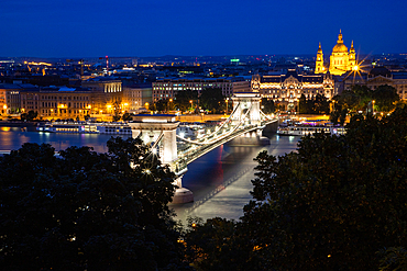 Budapest in the evening, with Parliament and Chain Bridge