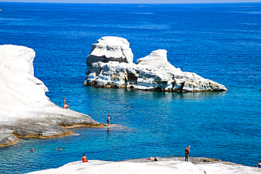 White chalk cliffs in Sarakiniko, Milos island, Cyclades, Greek Islands, Greece