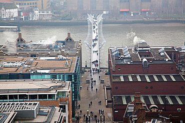 rooftop view over London on a foggy day from St Paul's cathedral, UK