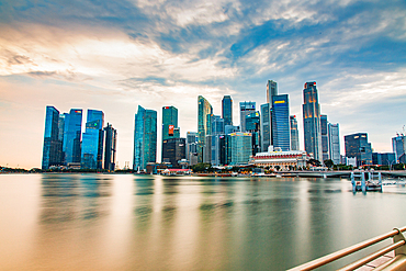 SINGAPORE, SINGAPORE - MARCH 2019: Downtown core skyscrapers by Marina Bay in Singapore