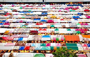 colorful Night Train Market Ratchada, Bangkok, Thailand