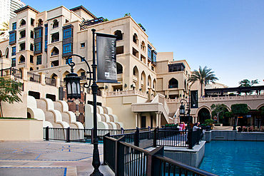 Souk al Bahar hotel and shopping mall in Dubai, Burj Khalifa lake, UAE