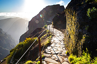 Landscape on the trek between Arieiro peak and Ruivo peak of Madeira island, Portugal