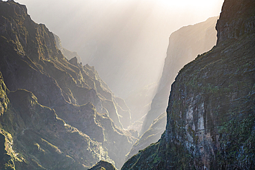 view of the mountains and rocks near Arieiro peak - the highest point of Madeira island, Portugal