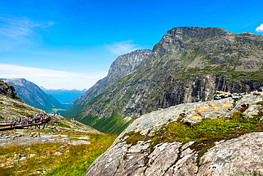 Mountain scenery at Trollstigen near Andalsnes, More og Romsdal, Norway, Scandinavia, Europe