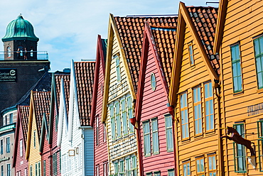 Row of wooden houses, Tyske Bryggen, Hanseatic Quarter, UNESCO World Heritage Site, Bergen, Hordaland, Norway, Scandinavia, Europe